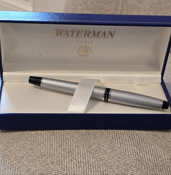 Waterman Brushed Chrome Ballpoint Pen & Box - Picture 7 of 12
